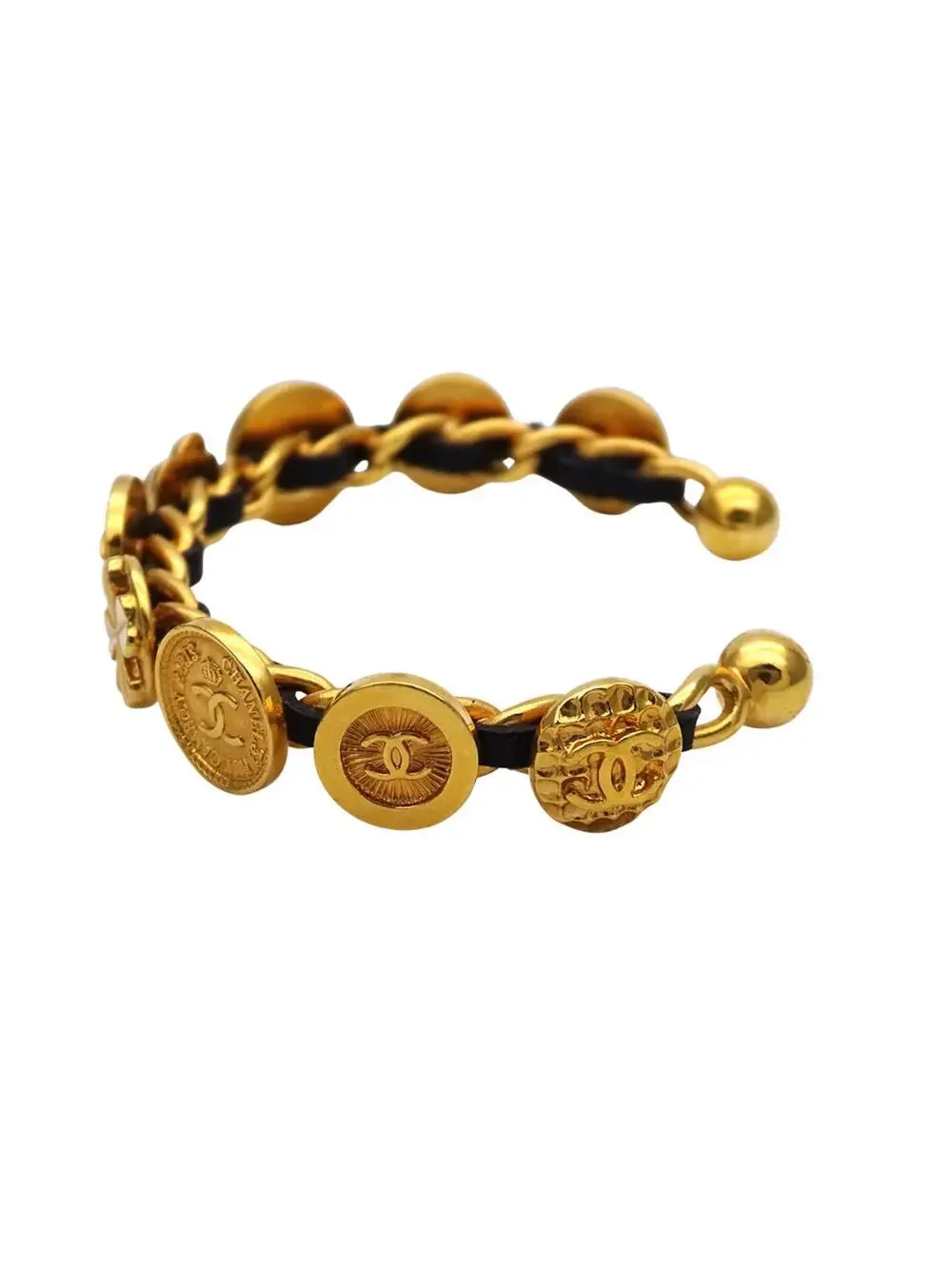 Chanel Cc Logo Flower Bracelet Gold- #357883C17B